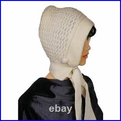 Antique Ladies Knitted Bonnet with Tie ca 1910