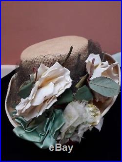 Antique Straw Hat Edwardian Floral Peter Robinson Original Ladies