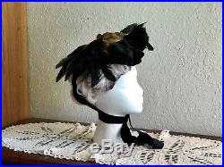 Antique Victorian Hat Taxidermy Birds Vintage Millinery