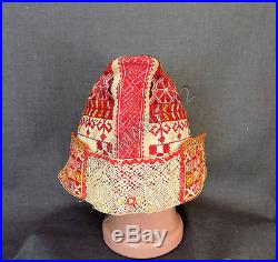 Antique Vintage Folk Slovakia Handmade Cotton Women's Hat
