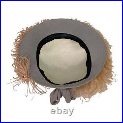 Antique Vintage Millinery Hat Peach Ostrich Plumes Feathers 1950s Unbranded