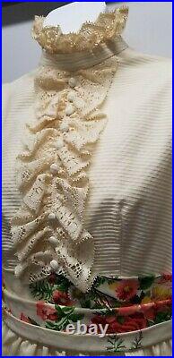 Antique Vintage Women's 1900 Dress With Lace and Matching Hat