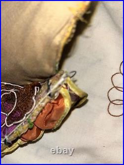 Antique Woman's Bonnet Plaid Ruffles Wired Brim Taffeta Ribbon Lace