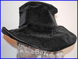 Antique Women's Hat Victorian Large Black Velvet Wide Brim Museum De-accessioned