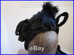 Antique ladies Victorian black mourning hat by c pitcher st Stephens st Norwich
