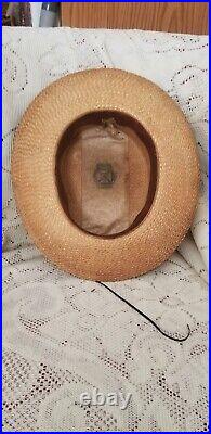 Antique straw boater HAT in Brooks Brothers hatbox hat box