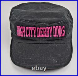 Army Cap VTG 90s High City Derby Divas Hot Pink on Black Roller Derby Hat 7X7