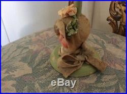 Art Deco German Wood and Composition Doll Hat Stand, Silk Ribbon Work