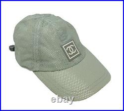 Auth CHANEL Sport Vintage Coco Mark Mesh Baseball Cap Hat #S Light Gray RankAB