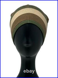 Auth Christian Dior Vintage Logo Striped Knit Beanie Head Accessory Green Rank A