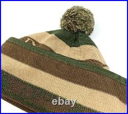 Auth Christian Dior Vintage Logo Striped Knit Beanie Head Accessory Green Rank A