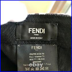Auth FENDI Zucca Peaked Cap Canvas White Black Vintage From Japan
