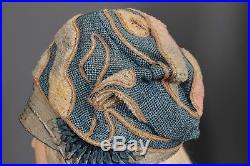 Authentic 1920's Cloche Hat Bouclé Wool, Silk, Soutache Braid