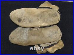 Authentic Antique Ojibwe Floral Beaded Adult Moccasins