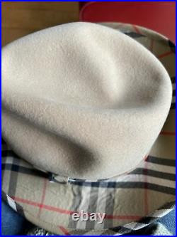 Authentic Burberrys Vintage Wool Trilby Hat Nova Check Size L