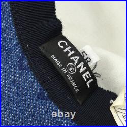 Authentic CHANEL CC Logos Hat Denim Cotton Blue Vintage France AK25461e