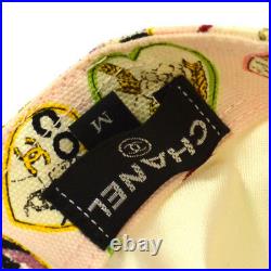 Authentic CHANEL Vintage CC Valentine Logos Hat Cap Pink Cotton #M AK34146h