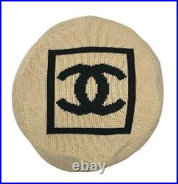 Authentic CHANEL Vintage Coco Mark Logo Bucket Hat #M Cotton Beige Rank AB+