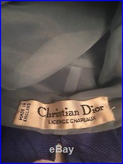 Authentic Christian Dior Chapeaux Vintage Blue Eclectic Turban Hat M L Size