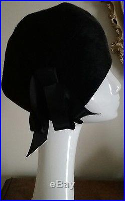 Authentic Miss Dior Vintage 40's Black Hat Cloche With Bows Stunning