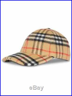 Authentic New BURBERRY UNI Men's Women's Vintage Check Wool Baseball Cap Hat L