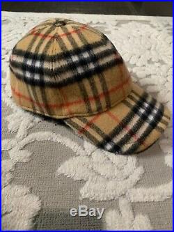 Authentic New BURBERRY UNI Men's Women's Vintage Check Wool Baseball Cap Hat L