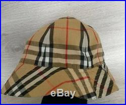 Authentic Vintage Burberry Reversible Bucket Hat Cap Nova Check Women M Men S