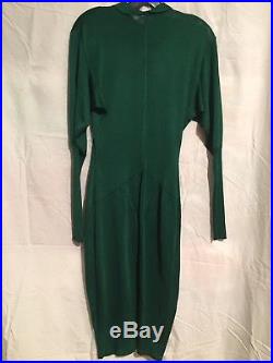 Azzedine Alaia vintage bottle green knit dress size 6 us size 38 euro 1980's 1/2