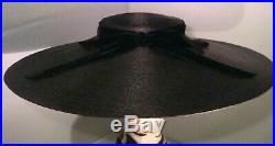 BLACK TILT HAT Cartwheel, Platter Tilt Hat, Velvet Bow Excellent Condition