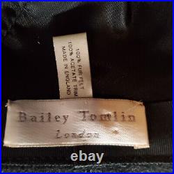 Bailey Tomlin London Ladies Black Brown Velvet Rose Hat M Edwardian Look Vintage