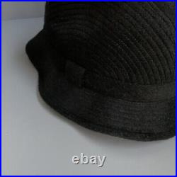 Barneys New York Vintage Wool Cashmere Ribbed Hat M 7 1/8 Italy Black RARE