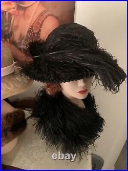 Beautiful Victorian Edwardian Black Horse Hair original antique 1890-1900