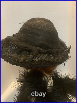 Beautiful Victorian Edwardian Large Black Horse Hair original antique 1890-1900