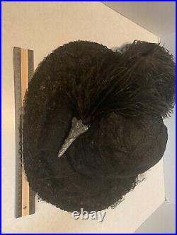 Beautiful Victorian Edwardian Large Black Horse Hair original antique 1890-1900