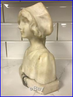 Beautiful Vintage Marble Bust Statue Woman with Hat Nurse Florence Nightingale