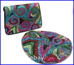 Beautiful Vintage WHITTALL & SHON Colorful Sequin Bead Hat & Bag RARE