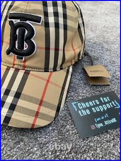Bnwt Burberry Motif Classic Men/unisex Vintage Check Cotton Large Adjustable Cap