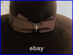 Borsalino Wide Brim Brown Felt Hat 1857 Alessandria Made In Italy VTG WMNS Sz 57