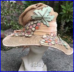 Broad Brim 1920s Art Deco Gatsby Daytime Party Picnic Cloche Horsehair Pink Hat