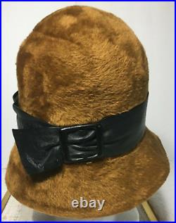 Brown Felt Wool Cloche-Bucket Hat VTG 30's Women's Size M/22 Made in Germany