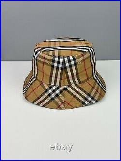 Burberry Vintage Nova CheckPrint Bucket Hat Panama Cap Beige One Size
