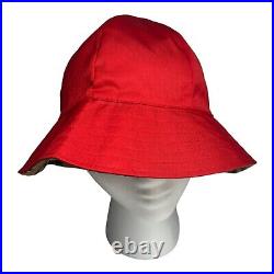 Burberrys Womens Red Bucket Hat Vintage 1980s TG18 D138/14 Size Large Canvas