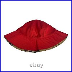 Burberrys Womens Red Bucket Hat Vintage 1980s TG18 D138/14 Size Large Canvas