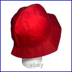 Burberrys Womens Red Bucket Hat Vintage 1980s TG18 D138/14 Size Large Canvas