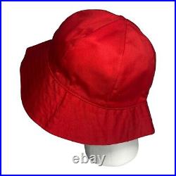 Burberrys Womens Red Bucket Hat Vintage 1980s TG18 D138/14 Size Large Canvas