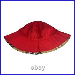 Burberrys Womens Red Bucket Hat Vintage 1980s TG18 D138/14 Size Large Canvas