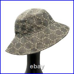CELINE Vintage Macadam Monogram Bucket Hat #L Accessory Beige Gray Cotton RankAB