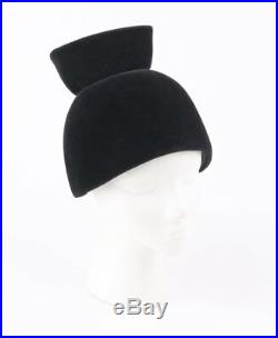 CESARE CANESSA c. 1950's Haute Couture Numbered Black Velvet Sculptural Hat
