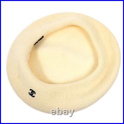 CHANEL CC Logos Hat Beret Ivory Women's Accessories 10816ao11oh #57 02997