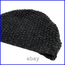 CHANEL Sport Vintage Big CC Mark Knit Beanie Hat Dark Gray Cashmere Rank AB+